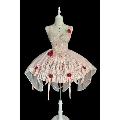 Gothic Blooding Rose JSK Dress Full Set MK17736 - Set 1: