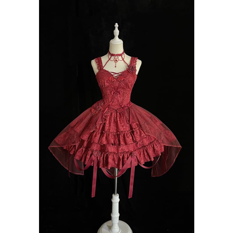 Gothic Blooding Rose JSK Dress Full Set MK17736 - Set 1: