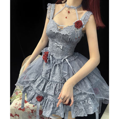 Gothic Blooding Rose JSK Dress Full Set MK17736