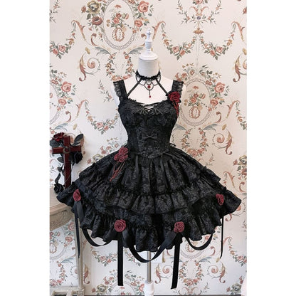 Gothic Blooding Rose JSK Dress Full Set MK17736