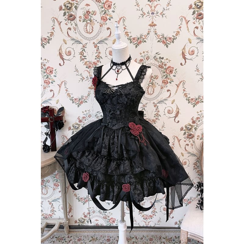 Gothic Blooding Rose JSK Dress Full Set MK17736