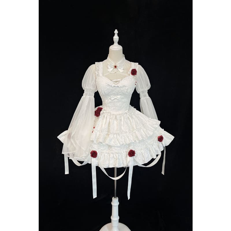 Gothic Blooding Rose Lolita Shoulder Cover Half Crop Top