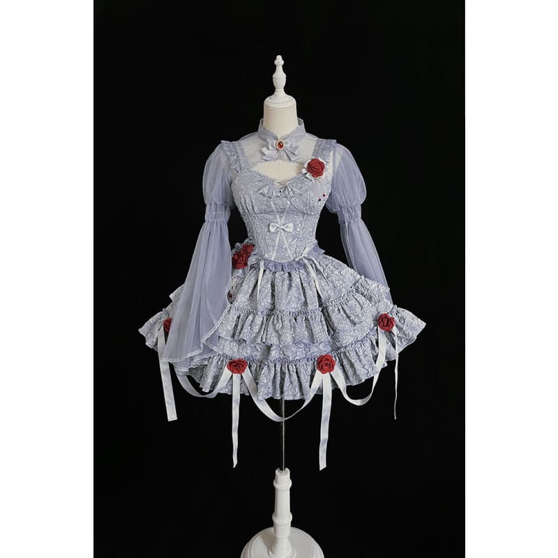 Gothic Blooding Rose Lolita Shoulder Cover Half Crop Top