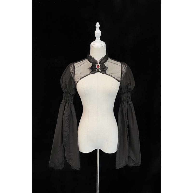 Gothic Blooding Rose Lolita Shoulder Cover Half Crop Top