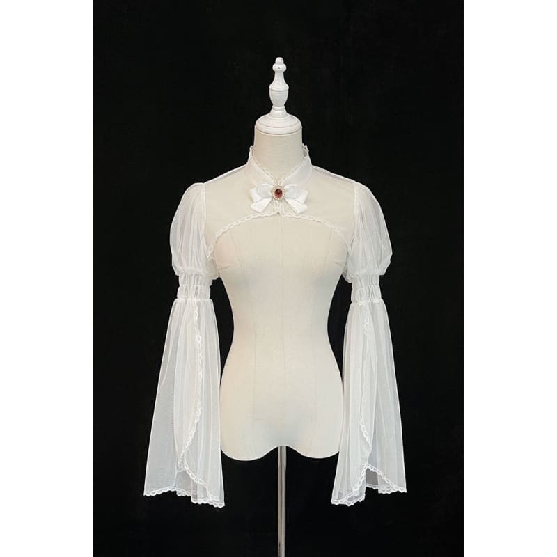 Gothic Blooding Rose Lolita Shoulder Cover Half Crop Top