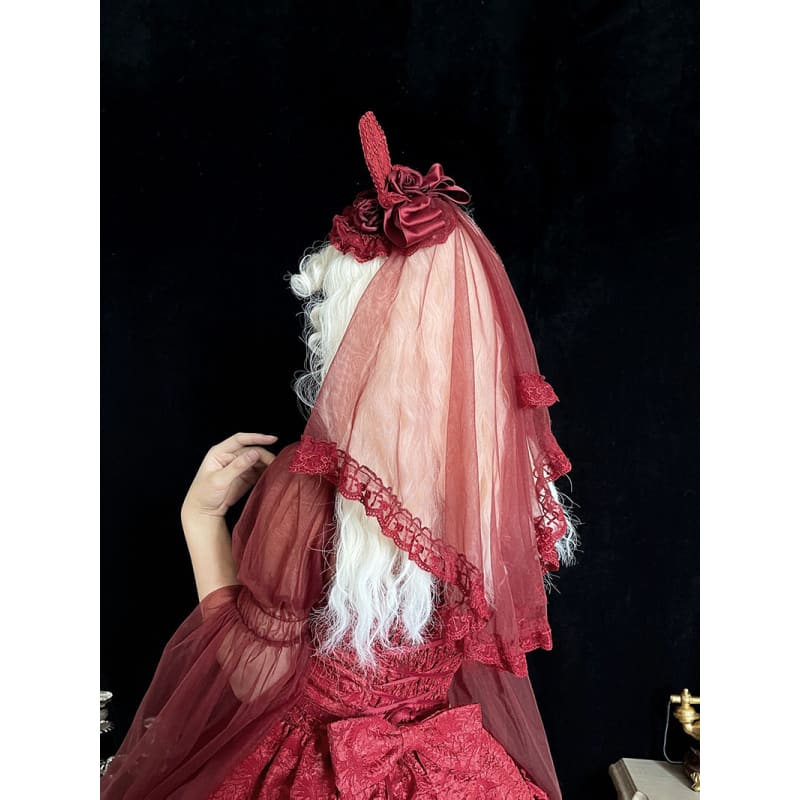 Gothic Blooding Rose Lolita Veil MK17738