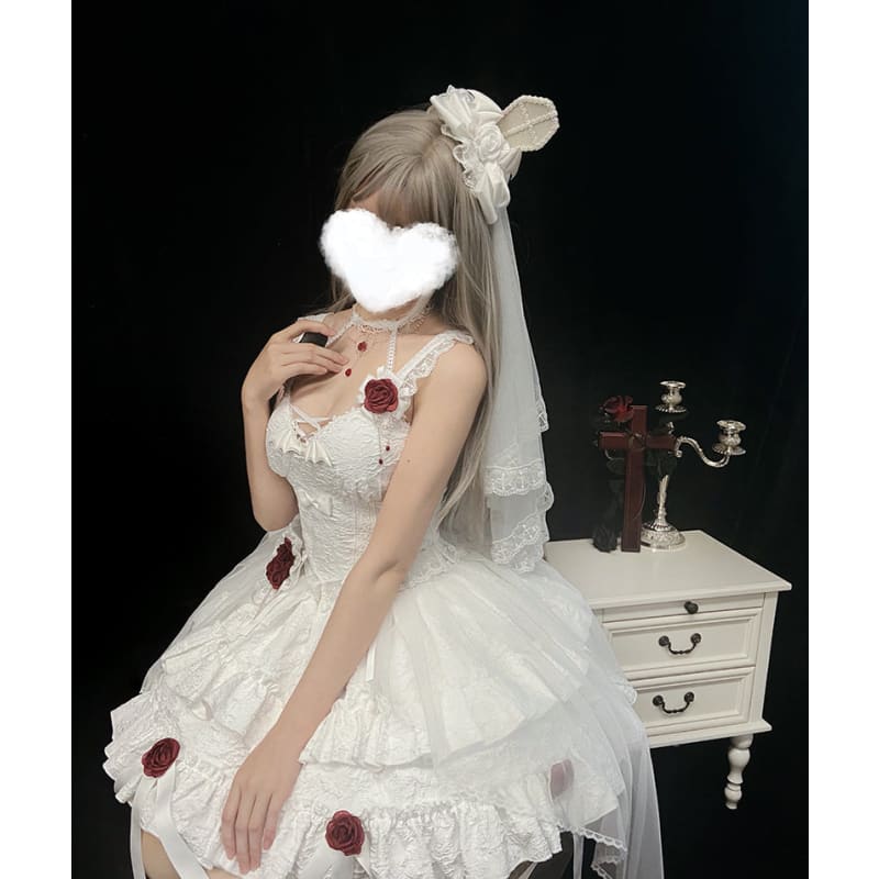 Gothic Blooding Rose Lolita Veil MK17738