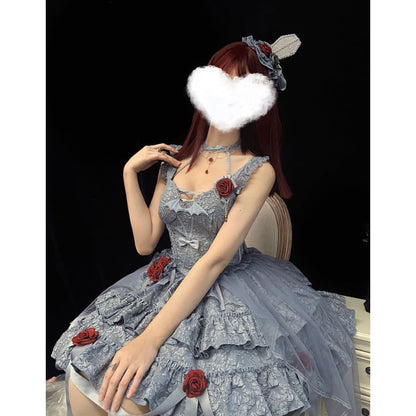 Gothic Blooding Rose Lolita Veil MK17738