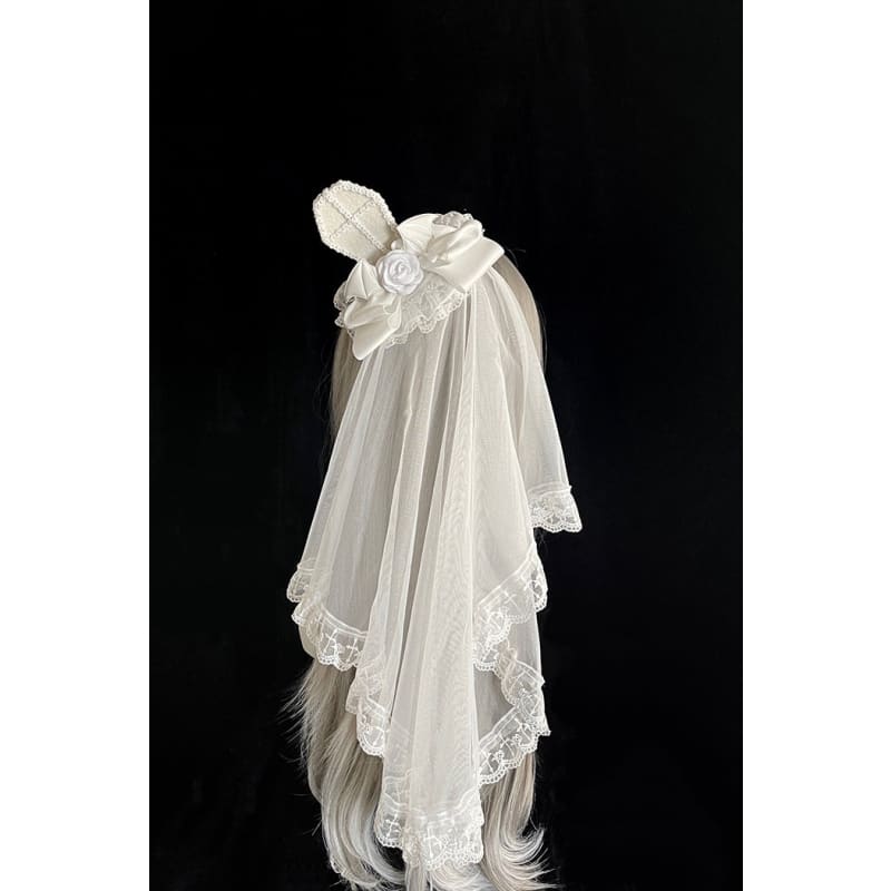 Gothic Blooding Rose Lolita Veil MK17738 - White