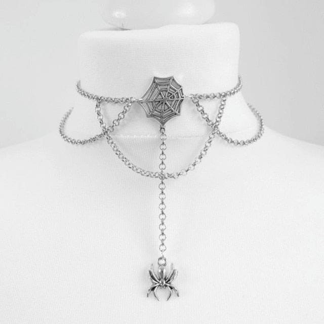 Gothic Crescent Moon and Stars Choker Witch Punk Necklace