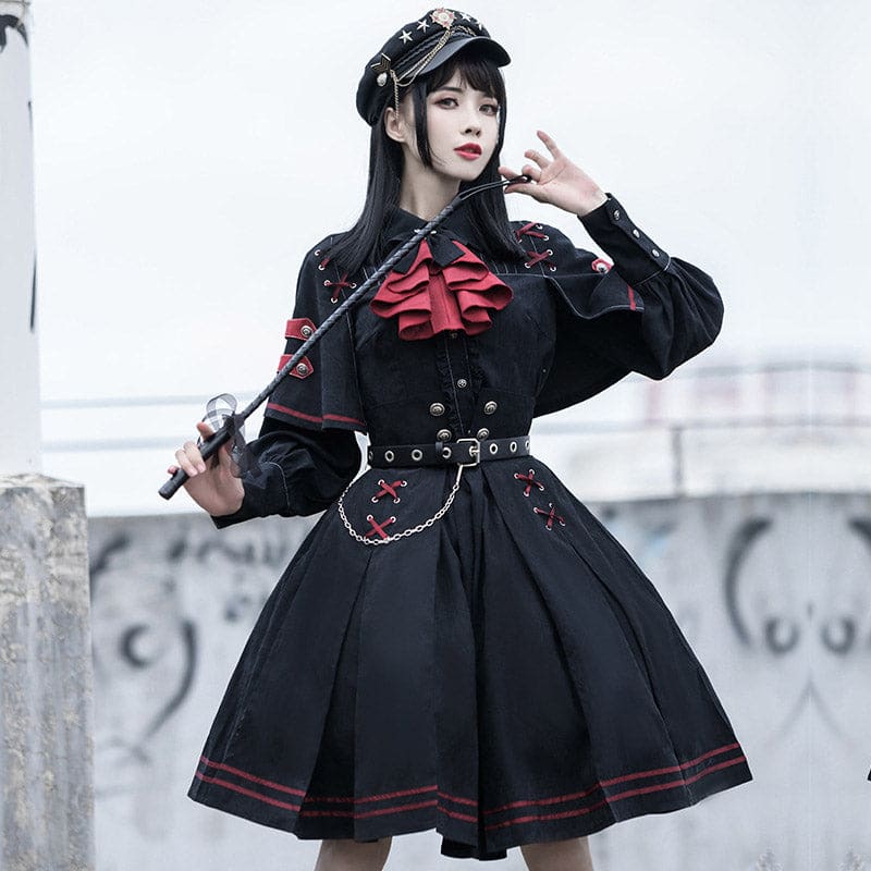 Gothic Lolita Black Costume Military Uniform