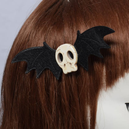 Gothic Lolita Skull Bat Black Wings Hair Clip MK17046