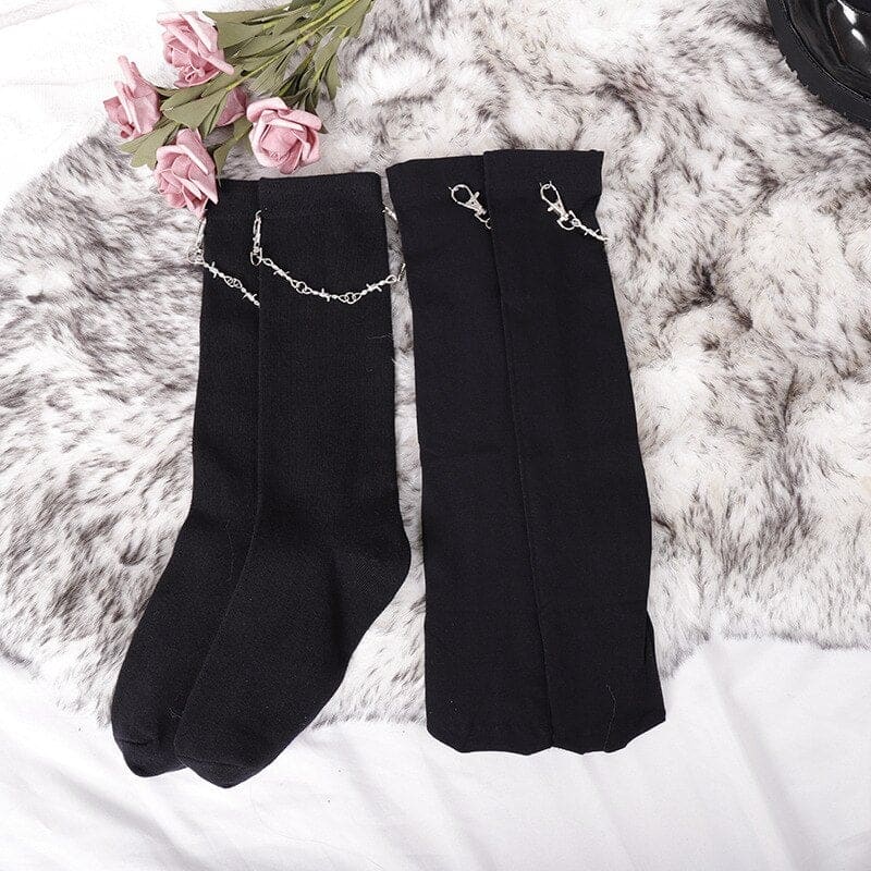 Gothic Punk Black Chain Socks MM2179 - socks