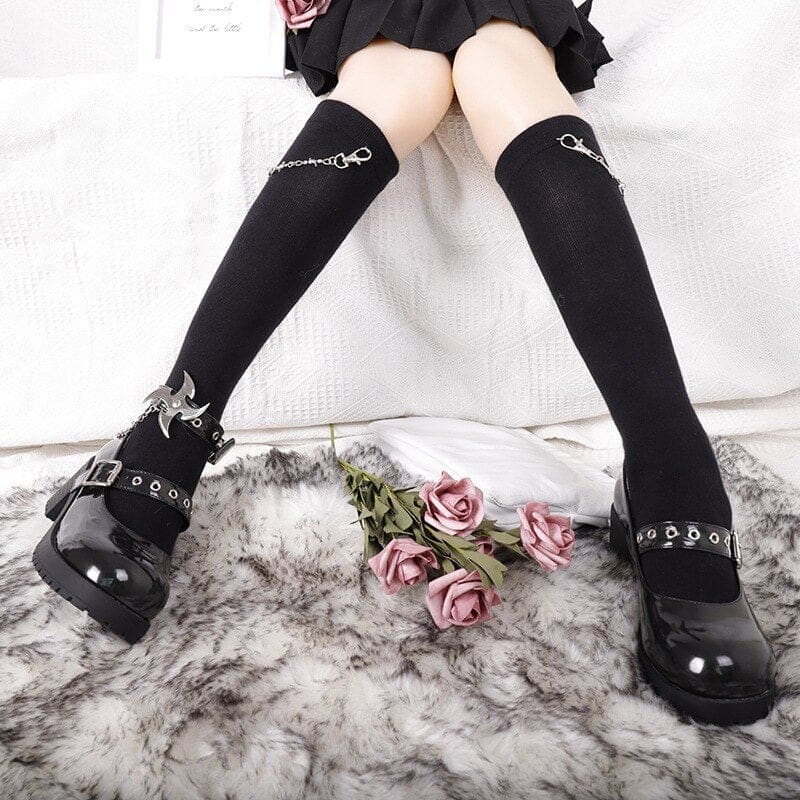 Gothic Punk Black Chain Socks MM2179 - socks