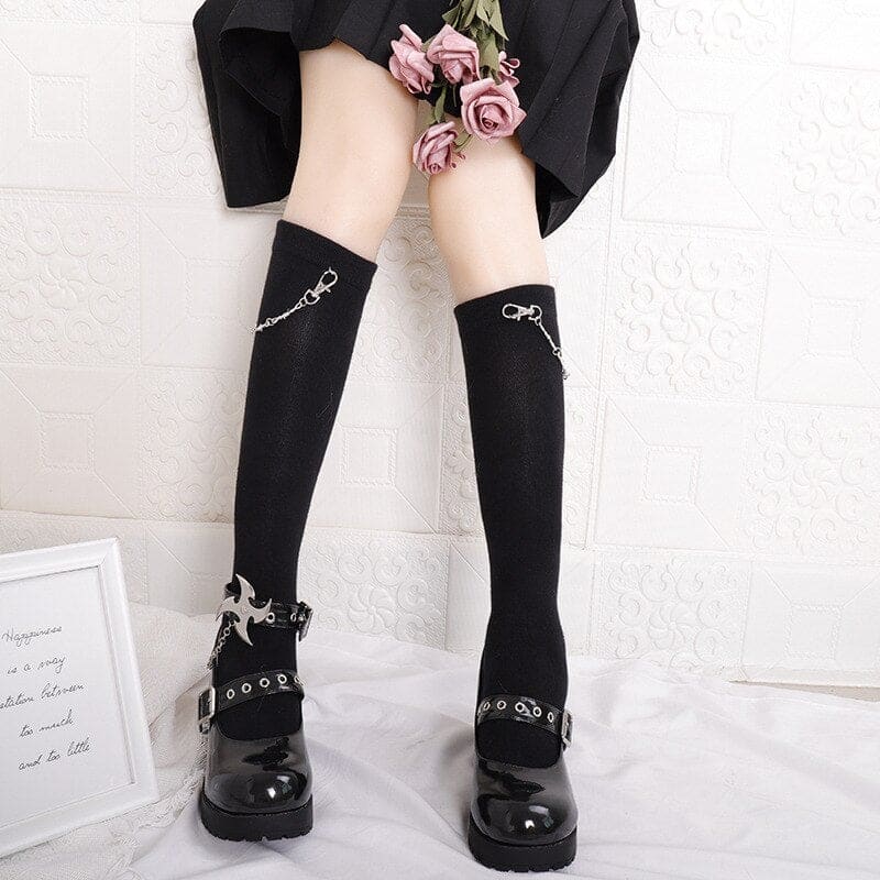 Gothic Punk Black Chain Socks MM2179 - socks