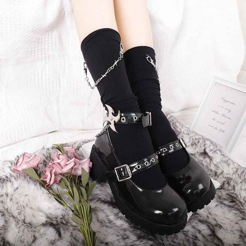 Gothic Punk Black Chain Socks MM2179 - socks