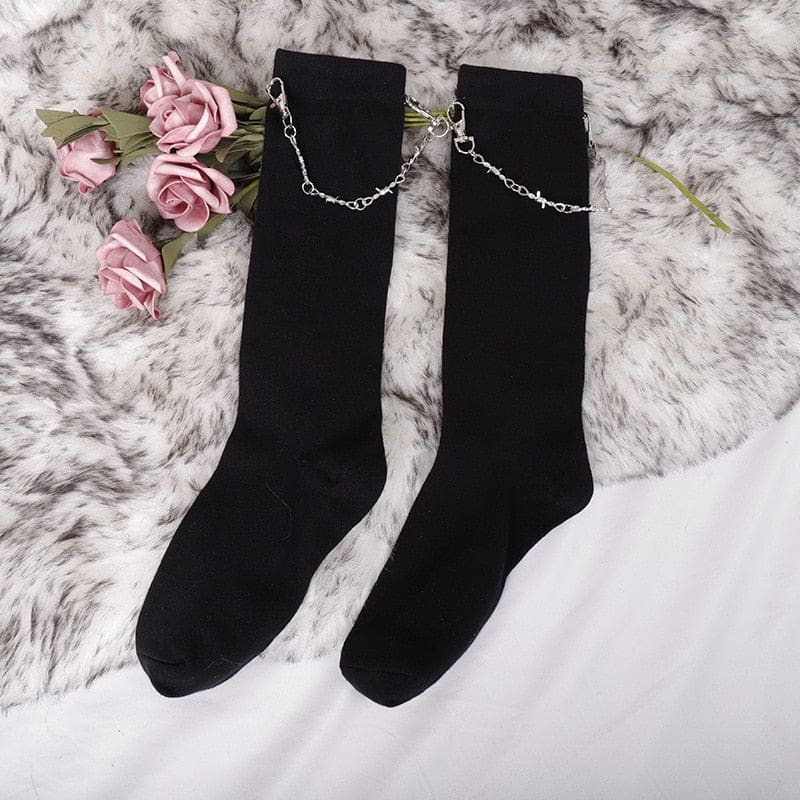 Gothic Punk Black Chain Socks MM2179 - socks