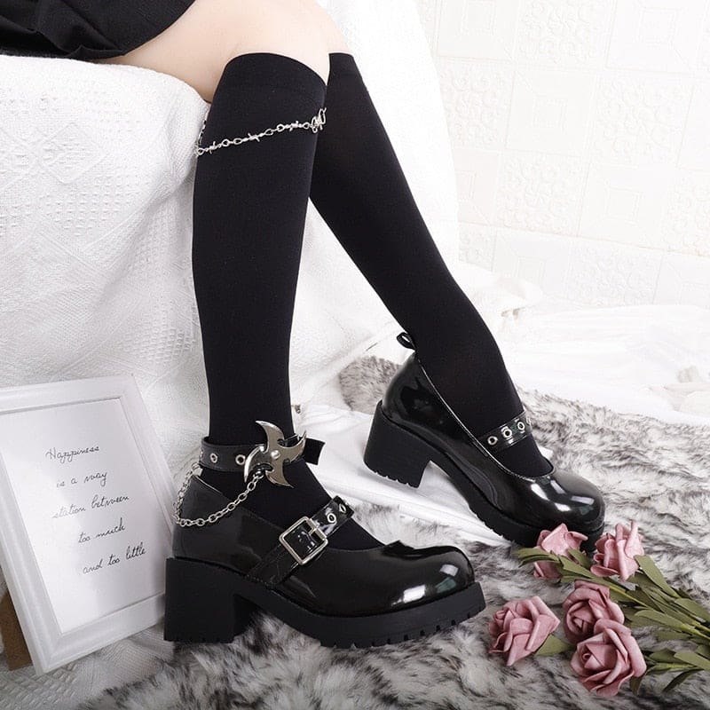 Gothic Punk Black Chain Socks MM2179 - socks