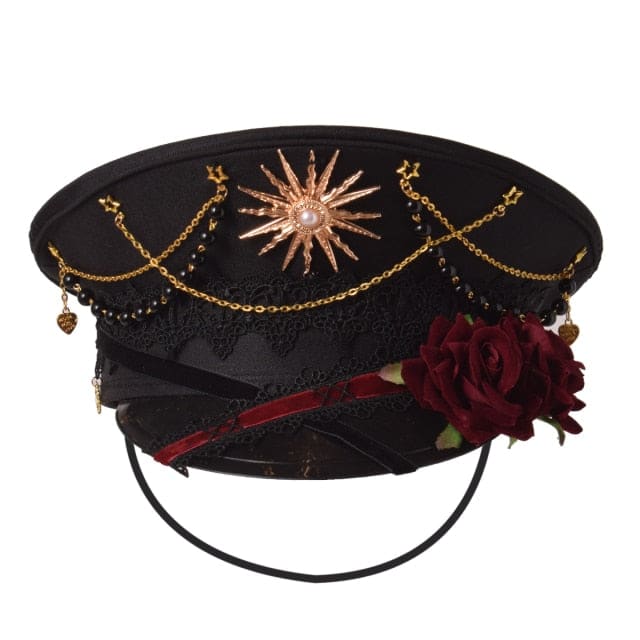 Gothic Punk Cross Lolita Rose Hat MK16980