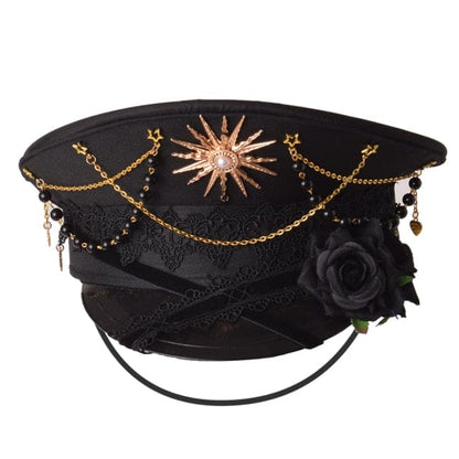 Gothic Punk Cross Lolita Rose Hat MK16980