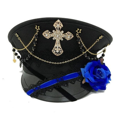 Gothic Punk Cross Lolita Rose Hat MK16980