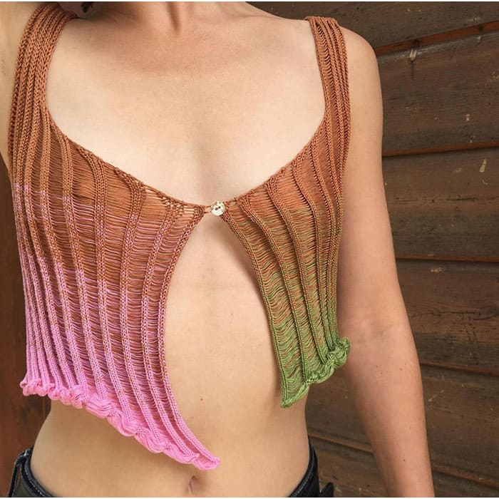 Gradient Colorful Crochet Top - Tops