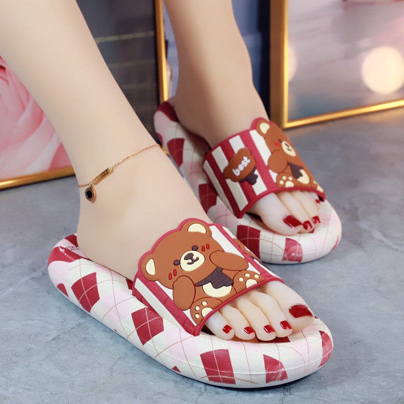 Green Blue Red Lovely Bear Sandals ON888 - Red / 36/37 -