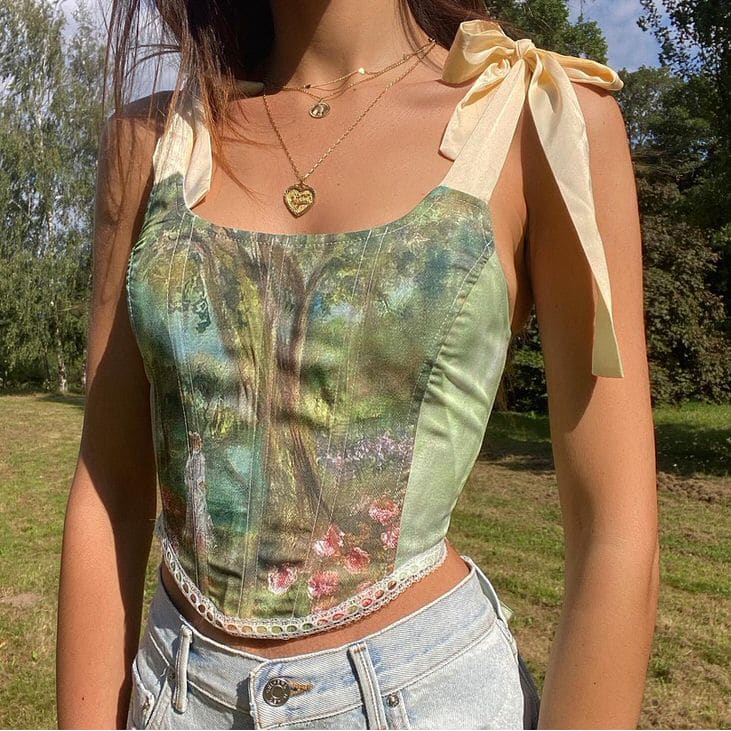 Green Forest Corset Top - Tops