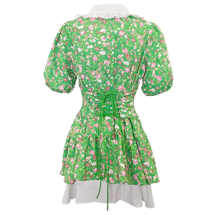 Green Garden Collar Dress - Dresses