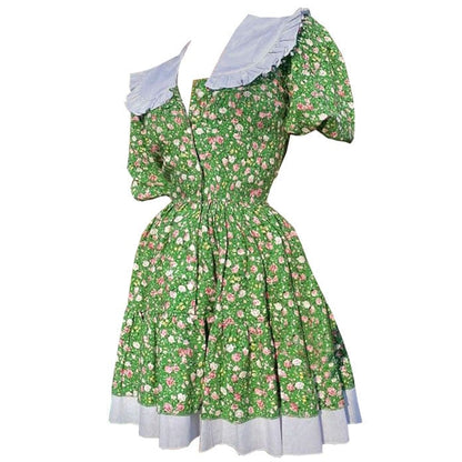 Green Garden Collar Dress - Dresses