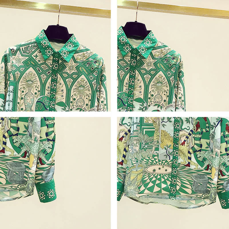 Green Vintage Long Sleeve Shirt