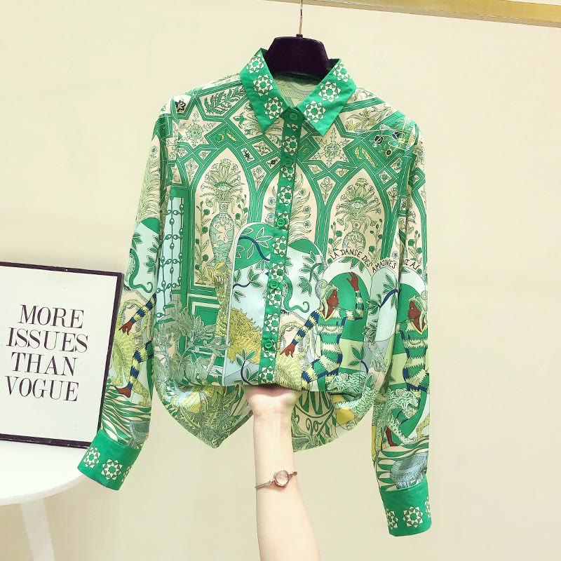 Green Vintage Long Sleeve Shirt