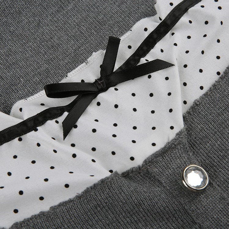 Grey Dot Rib Top - Tops