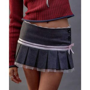 Grey Striped Micro-Mini Skirt - Skirt