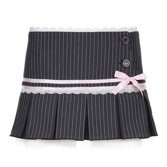 Grey Striped Micro-Mini Skirt - S / Grey/pink - Skirt