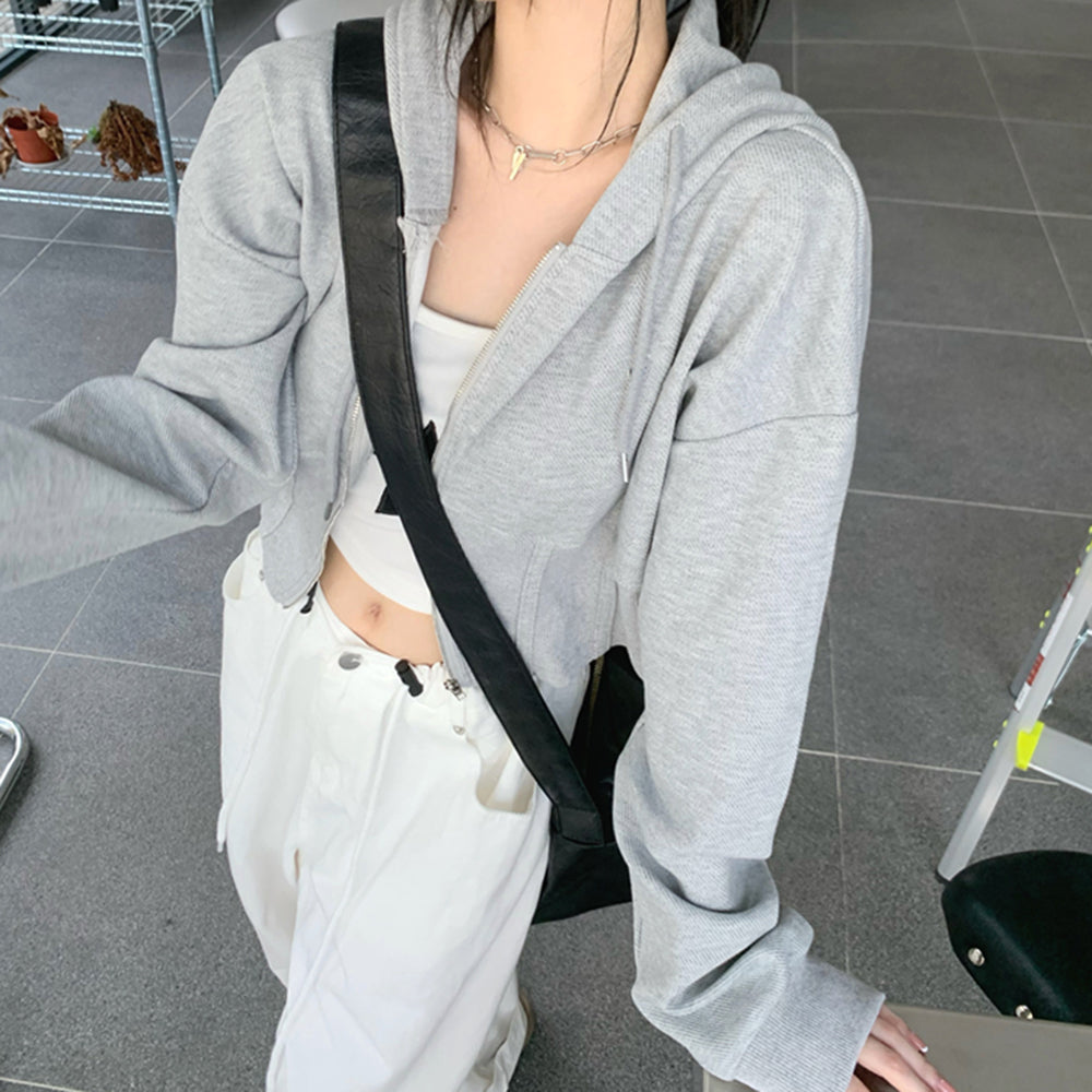 Hoodie Basic Detail Corset Zip Up