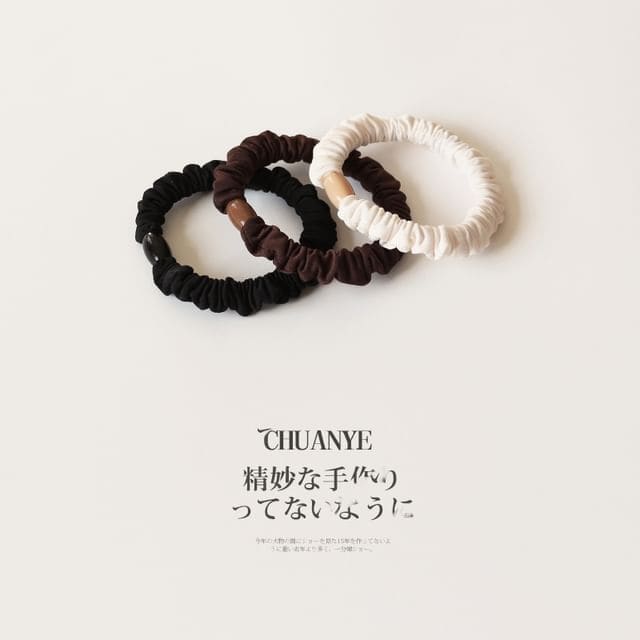 Hair Tie Set - Set of 3 Pcs - 01 - Black & White & Brown