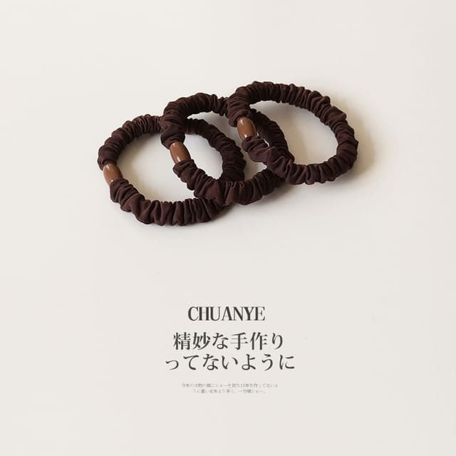 Hair Tie Set - Set of 3 Pcs - 02 - Brown / One Size