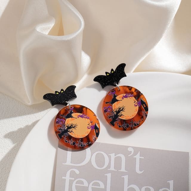 Halloween Acrylic Drop Earring - 1 Pair - E6349 - Circle