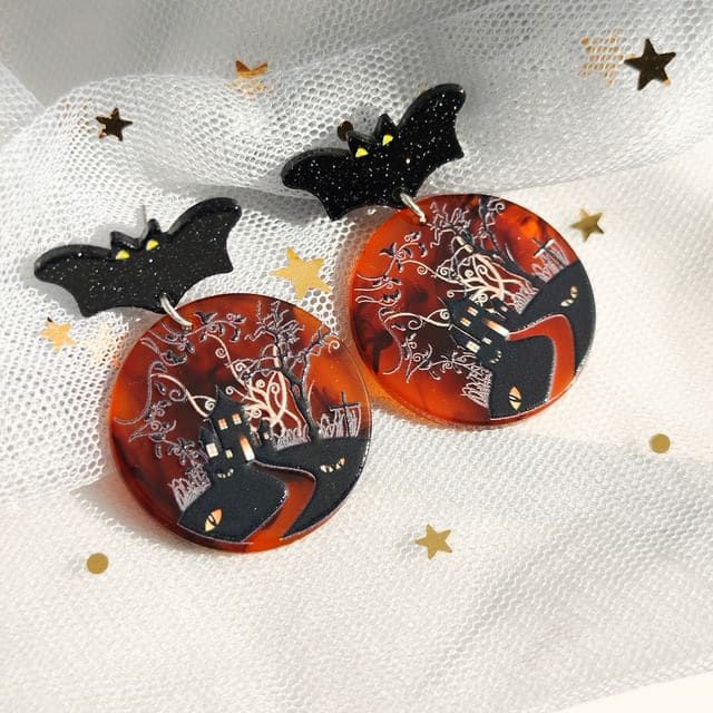 Halloween Acrylic Drop Earring - 1 Pair - E6350 - Circle