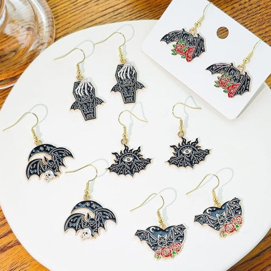 Halloween Bat Alloy Drop Earring - jewelry