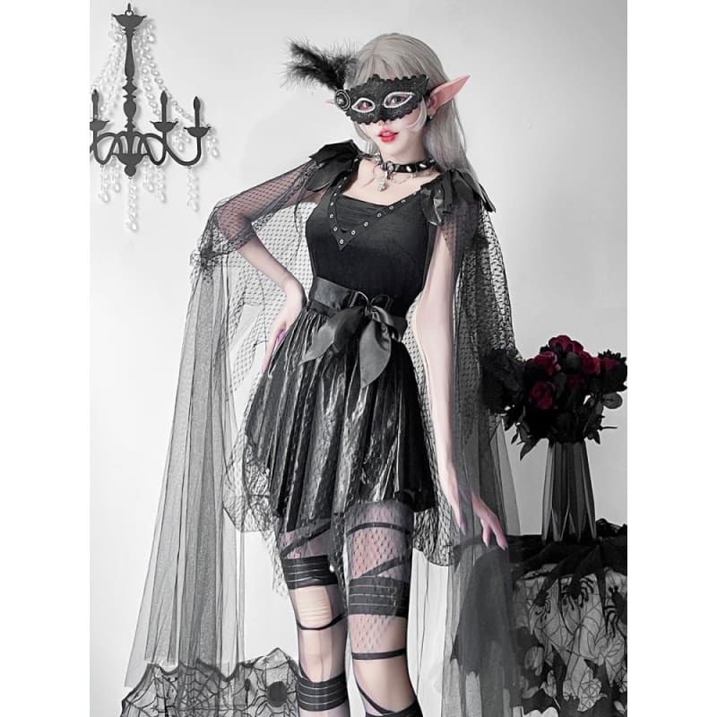 Halloween Black Dark Goth Dress Lace Costume