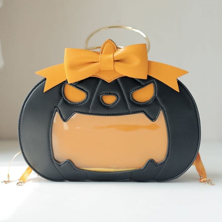 Halloween Black Pumpkin with Bow Tote Bag - Black / Free