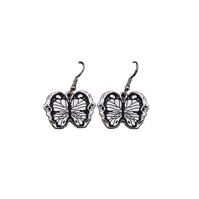 Halloween Butterfly Drop Earring - 1 Pair - E2944 - Black &