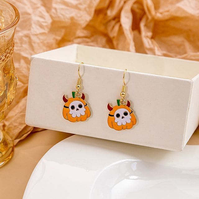 Halloween Cartoon Drop Earring - 1 Pair - E4157 - Orange