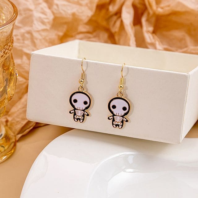 Halloween Cartoon Drop Earring - 1 Pair - E4284-3 - White