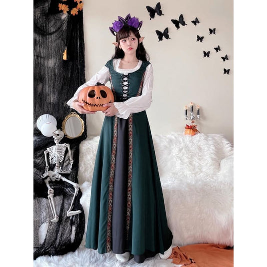 Halloween Costume Vintage Green Dress