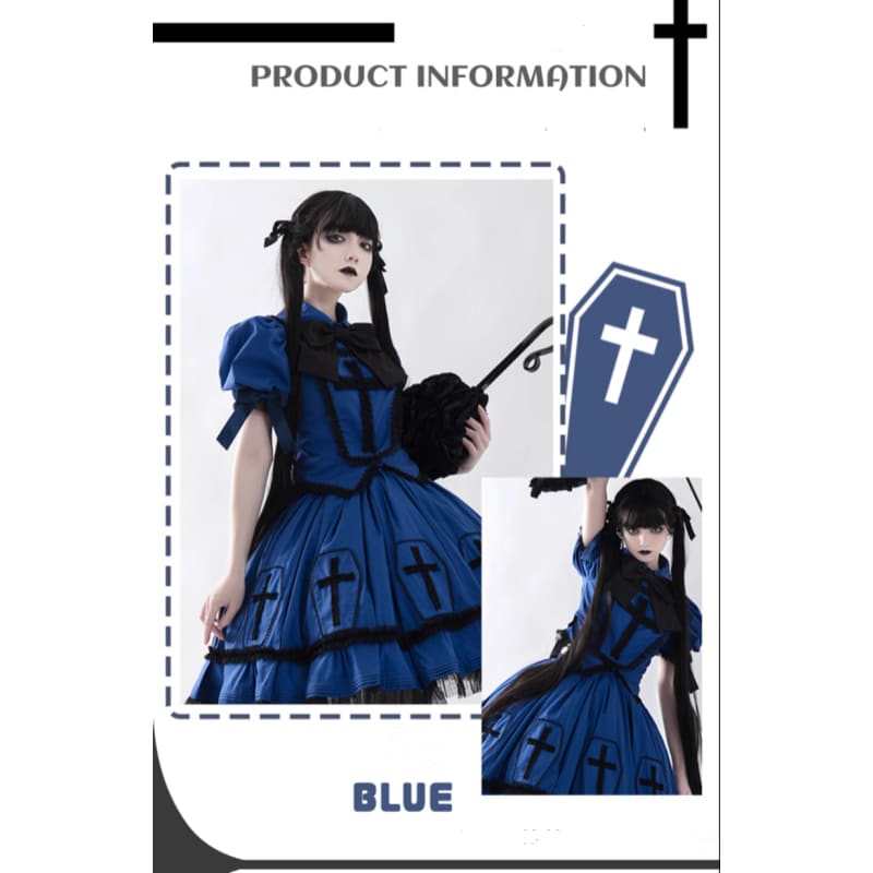 Halloween Cross Lolita Dress - S / navy blue - Lolita OP