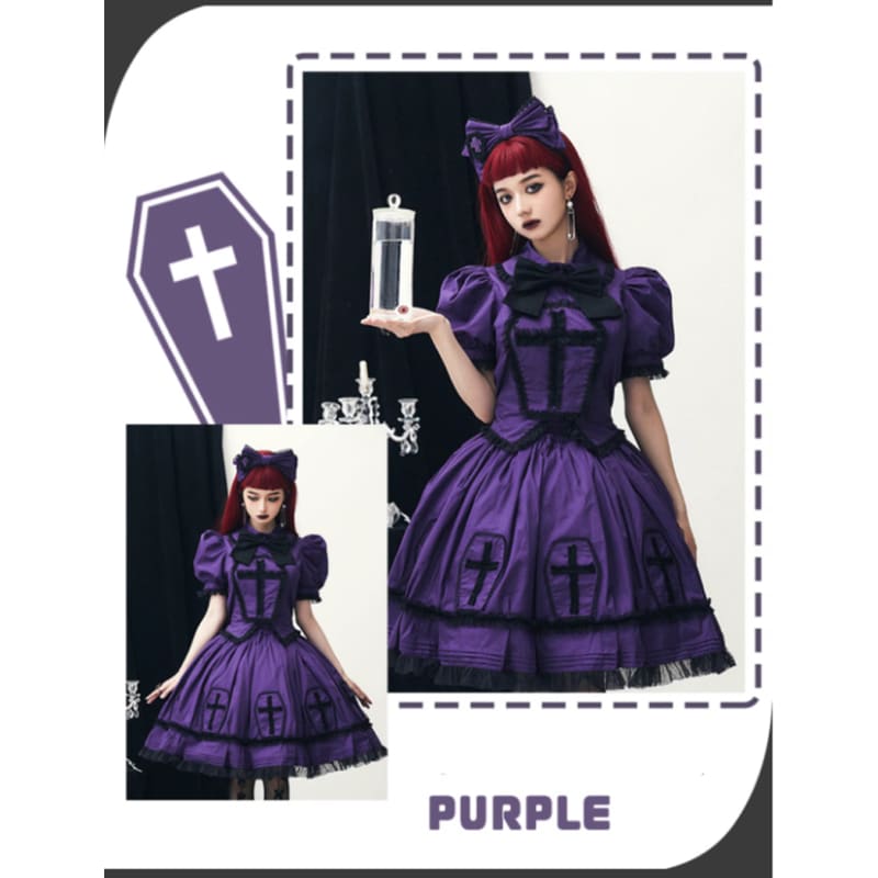 Halloween Cross Lolita Dress - S / purple - Lolita OP