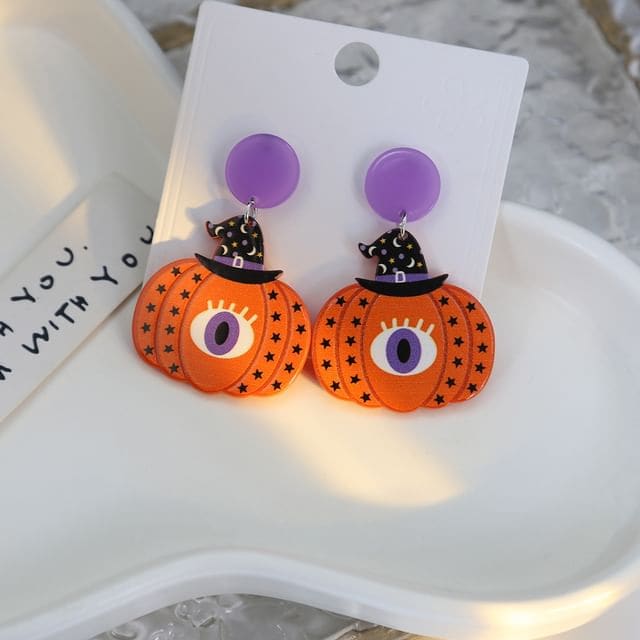 Halloween Drop Earring - 1 Pair - E6125-1 - Purple